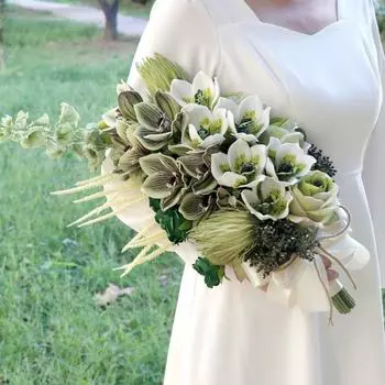 Свадебные букеты для невесты Искусственные цветы Свадебный букет каскадный, готический Свадебные букеты для невесты Свободная форма Искусственный свадебный букет цветов чёрный/фиолетовый