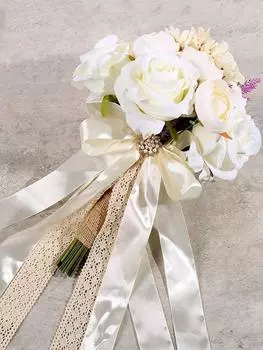 Свадебные букеты для невесты, подружки невесты, бежевые искусственные розы, пионы, букет цветов для свадебной церемонии, вечеринки бежевый