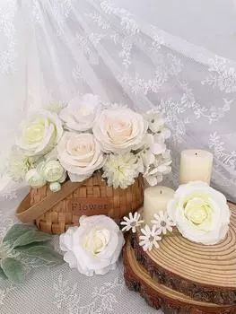 Свадебные букеты невесты Искусственные цветы Комбинированные цветы Смешанные шелковые цветы Розы Пионы со стеблями для самостоятельного оформления детского душа Украшения для стола Домашний декор дубильная кора
