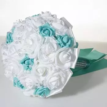 Свадебные букеты ручной работы из шелковых роз, свадебный букет невесты, держащий в руках, искусственные цветы, букет-бросок, белый/синий синий/белый