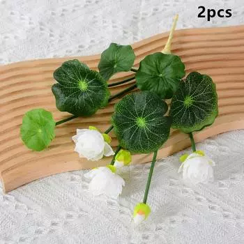 Свадебные цветы для декора, искусственные цветы лотоса, реалистичный искусственный лотос с зеленым листом, стебель для домашнего офиса, искусственный цветок