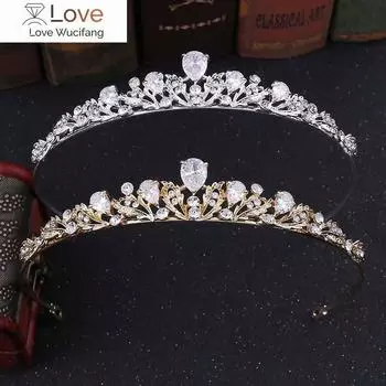 Свадебные диадемы, аксессуары для волос для женщин, короны в стиле барокко с искусственным жемчугом, блестящие стразы, головные уборы, очаровательные свадебные украшения для волос 13cm