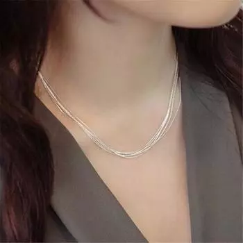 Свадебные ожерелья ручной работы из настоящего стерлингового серебра 925 пробы с многослойной цепочкой на ключицу для женщин, женские серебряные ювелирные изделия 925 пробы N090