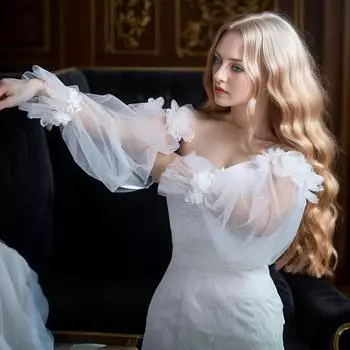 Свадебные перчатки со съемными рукавами, съемные тюлевые эластичные манжеты, перчатки-фонарики для свадебной вечеринки, аксессуары для свадебного платья VM36