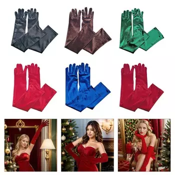 Свадебные перчатки, выпускные перчатки, длинные перчатки Pleuche для оперных женщин, аксессуары для костюмов для выпускных вечеров королевский синий