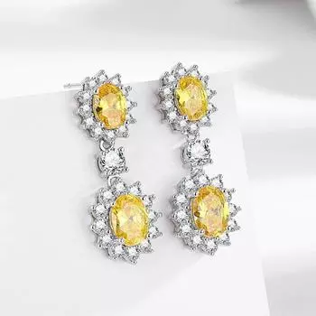 Свадебные серьги Ювелирные изделия Подсолнух Кисточка Циркон Серьги Ювелирные изделия