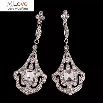 Свадебные серьги-подвески с кристаллами и жемчугом в стиле ар-деко Серьги-подвески для подружек невесты Женские ювелирные изделия 7,9 cm * 2,6 cm