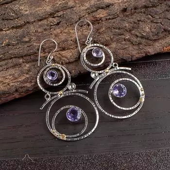 Свадебные серьги с иолитом, ювелирные изделия из стерлингового серебра 925 пробы для женщин, подарок EE-76-12