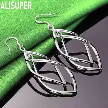 Свадебные серьги с подвеской из стерлингового серебра 925 пробы, перфорированные, модные свадебные украшения 6.20*1.80cm