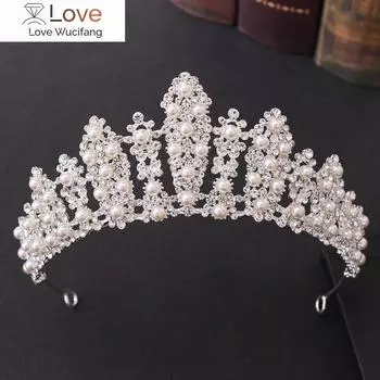 Свадебные тиары и короны из хрусталя и жемчуга в стиле барокко, диадема для выпускного вечера, корона для женщин, свадебные аксессуары для волос, ювелирные изделия золотой