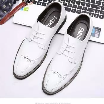 Свадебные туфли мужские деловые молодежные кожаные туфли британский стиль осенние деловые повседневные формальные мужские туфли 38 чёрный