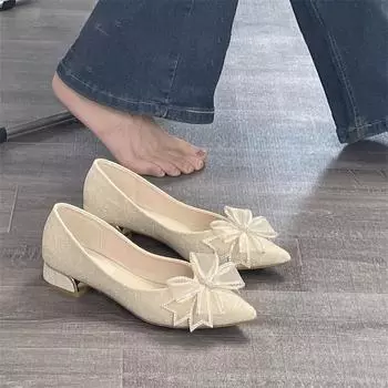 Свадебные туфли на плоской подошве, лето 2024, новые туфли подружки невесты со стразами, туфли-лодочки с острым носком, женские туфли невесты на плоской подошве 35