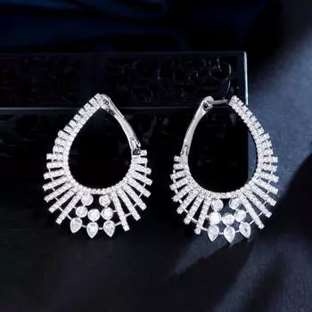 Свадебные украшения CMM, большие серьги-гвоздики с блестящим кубическим цирконием для невест золотой