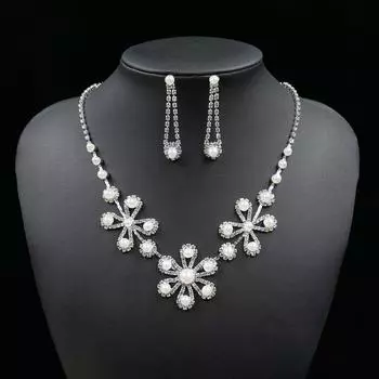 Свадебные украшения из двух частей, украшения для свадебной фотографии, модные серьги с жемчугом и подсолнечником, полные бриллиантов, женские серьги серебряный