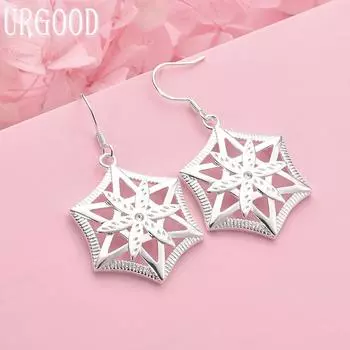 Свадебные украшения из стерлингового серебра 925 пробы, серьги-шестиугольники 4.00*1.30cm