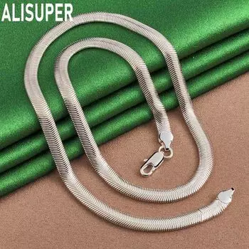 Свадебные украшения из стерлингового серебра 925 пробы с инкрустацией цепочкой-змейкой 6 мм 40CM