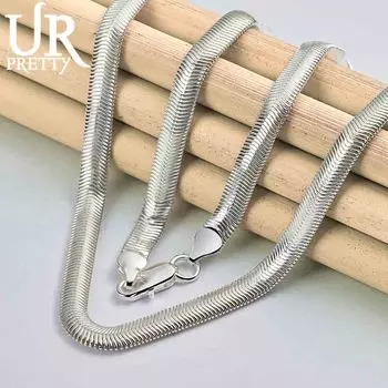 Свадебные украшения из стерлингового серебра 925 пробы с инкрустацией цепочкой-змейкой 6 мм 40CM