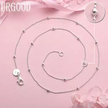 Свадебные украшения из стерлингового серебра 925 пробы, ожерелье из бусин длиной 16–24 дюйма 40cm