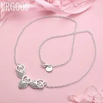 Свадебные украшения из стерлингового серебра 925 пробы с подвесками-ожерельями 45cm