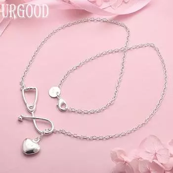 Свадебные украшения из стерлингового серебра 925 пробы, геометрическое ожерелье 45cm