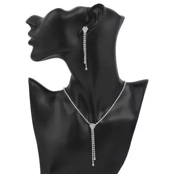 Свадебные украшения, кисточка со стразами, серьги-капли, комплект ожерелья, свадебное платье, украшения для фотостудии для женщин серебряный