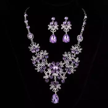 Свадебные украшения комплект из ожерелья и серег в форме бабочки и капли воды