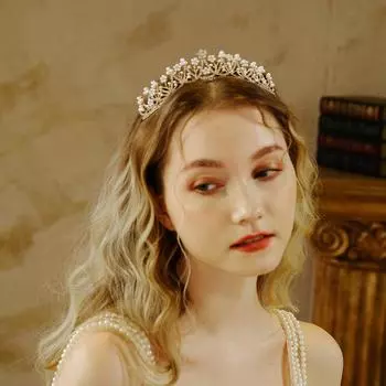 Свадебные украшения легкие роскошные сладкие жемчужные стразы корона день рождения тиара свадебное платье свадебные аксессуары для волос