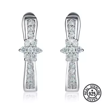 Свадебные украшения, модные серьги-клипсы из стерлингового серебра 925 пробы с нежным цветком для женщин и девочек, подарки на годовщину, ювелирные украшения