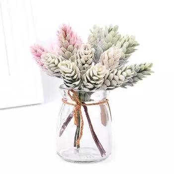 Свадебные украшения Поддельные растения Ручная работа Рождественские украшения Сосновая шишка Ананас Трава Искусственные цветы Домашние вазы украшения DIY Ручная работа красный