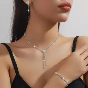 Свадебные украшения женский костюм свадебные украшения ожерелье серьги комплект из двух предметов элегантное вечернее платье аксессуары универсальный