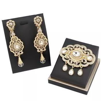 Свадебные украшения золотого цвета, свадебная брошь, серьги, красные, зеленые, хрустальные шпильки для хиджаба, свадебные аксессуары белый