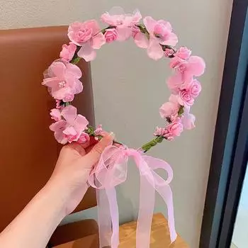 Свадебный аксессуар для волос невесты Жемчужный Цветок Ободок для волос Девушки Кристальная Цветочная Корона Венок Ободок на голову Головной убор Украшение для волос