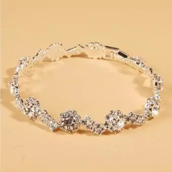 Свадебный браслет, полный бриллиантов, геометрическое свадебное платье с мягким браслетом-цепочкой, инкрустированным бриллиантами серебряный