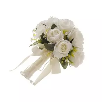 Свадебный букет цветов с бусинами для невесты, портативная многоразовая искусственная роза, имитация реалистичных цветов, декор