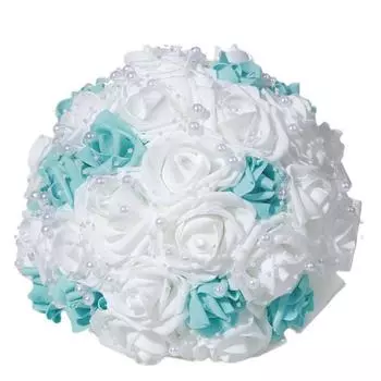 Свадебный букет, держащийся за руку, свадебные букеты ручной работы, шелковые розы, поддельные цветы для невесты, искусственные цветы, букет-бросок, белый/синий синий/белый