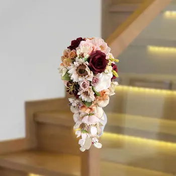 Свадебный букет для невесты Искусственный цветок Шелковые цветы Водопад для подружки невесты