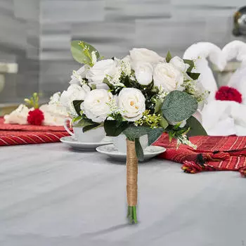 Свадебный букет Искусственные цветы Невеста держит букет, свадебный для украшения вечеринки белый