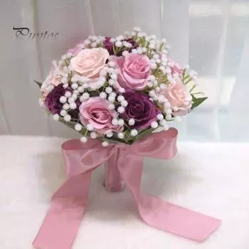 Свадебный букет на открытом воздухе Свадебный букет для подружки невесты Искусственные розы Цветы для свадебной церемонии Подружки невесты Декор на годовщину A