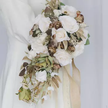 Свадебный букет невесты Искусственные розы Цветы Украшения Деревенский элегантный Подарочные принадлежности Бросание