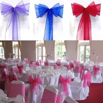 Свадебный чехол на стул из органзы, створки, декор для вечеринки, банкета, бант, аксессуары 10PCS розы красного