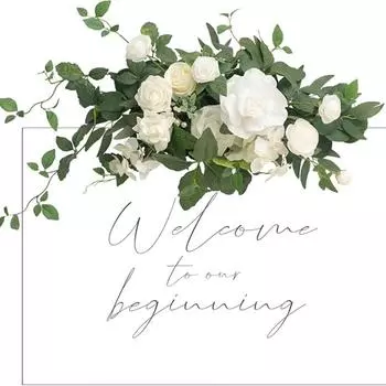 Свадебный цветочный гирлянда приветственный знак искусственные цветы фон гирлянда для церемонии прием дверь настенный мольберт украшение дома прихожая доска декор стола красный