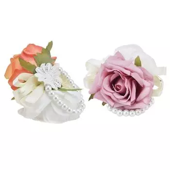 Свадебный цветок на запястье невесты искусственный браслет-корсаж на запястье для годовщины свадьбы Pink