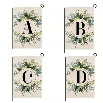 Свадебный декор, 26 английских букв фамилии, печать, садовый флаг, цветочный двухсторонний садовый флаг