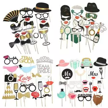 Свадебный декор, реквизит для фотобудки, сделай сам, усы, губы, очки, команда невесты, жениха, Mr Mrs, декор для девичника, товары для девичника