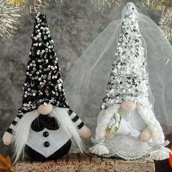 Свадебный гном, жених и невеста, мистер и миссис. Подарок на свадьбу и помолвку, подарки на годовщину, День святого Валентина, домашние коллекционные статуэтки