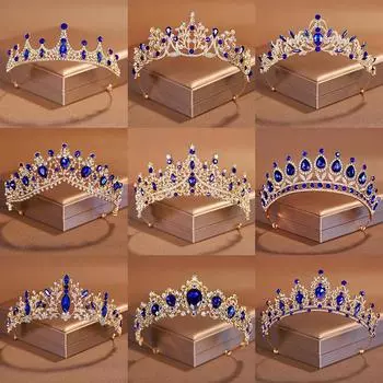Свадебный головной убор Itacazzo Корона, классический королевский синий — ColourTiras Подходит для женских свадеб и дней рождения Tiaras