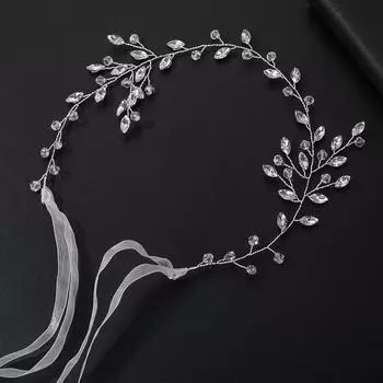 Свадебный головной убор простой ободок из кристаллов и жемчуга со стразами аксессуары для волос свадебный шар диск для волос повязка на голову ручной работы серебряный