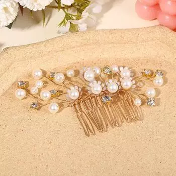 Свадебный гребень для волос диск гребень для волос жемчуг стразы свадебный головной убор свадебные аксессуары идеи золотой