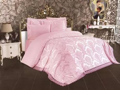 Свадебный комплект Lalezar из французского кружева, 7 предметов - Пудра