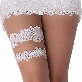 Свадебный комплект подвязок кружева пояс для чулок невесты женщины белый синий черный подвязка эластичное кружево чёрный